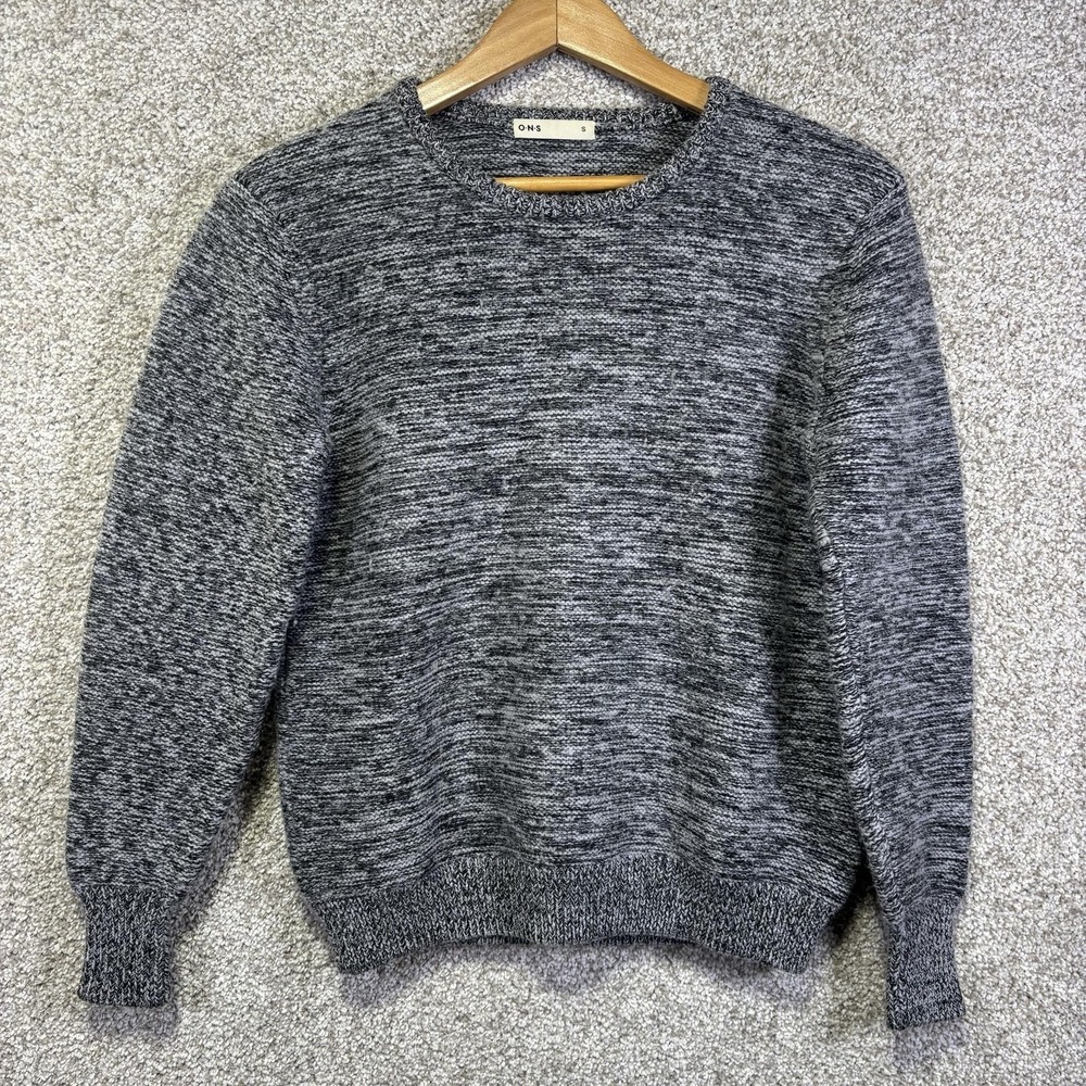 O.N.S Sweater Womens Small Gray Extrafine Merino Wool Crewneck Knit Pullover